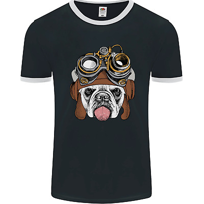Steampunk Bulldog Mens Ringer T-Shirt FotL