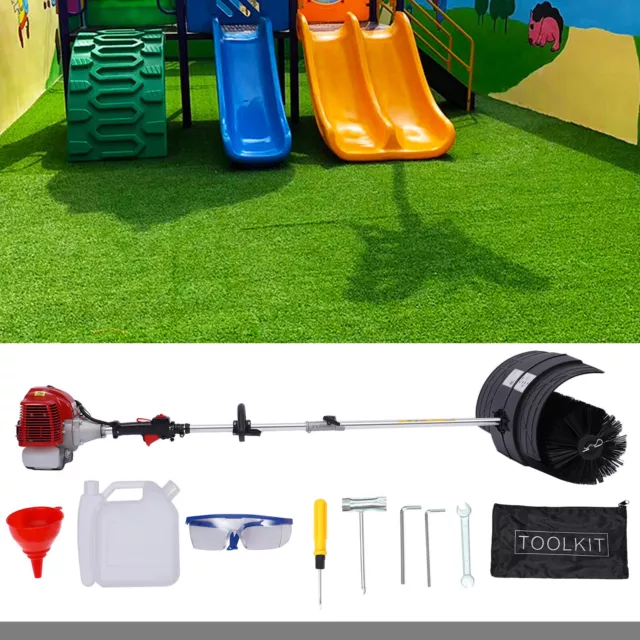 52cc GAS POWER HAND HELD WALK BEHIND SWEEPER BROOM CLEANING DRIVEWAY TURF GRASS