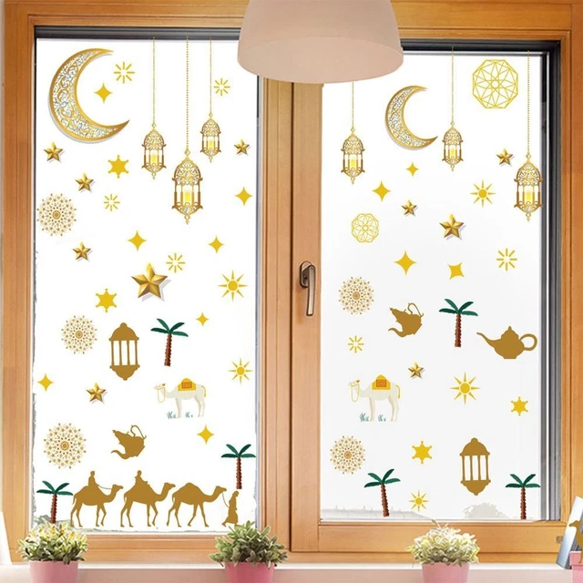 Calcomanías de pared Mubarak para ventanas de Ramadán hágalo usted mismo Pegatinas de ventana Eid Mubarak vacaciones musulmanas