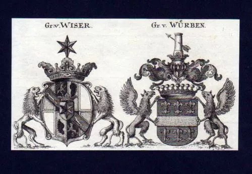 1780 - Count V. Wiser V.Würben Copperplate Emblem