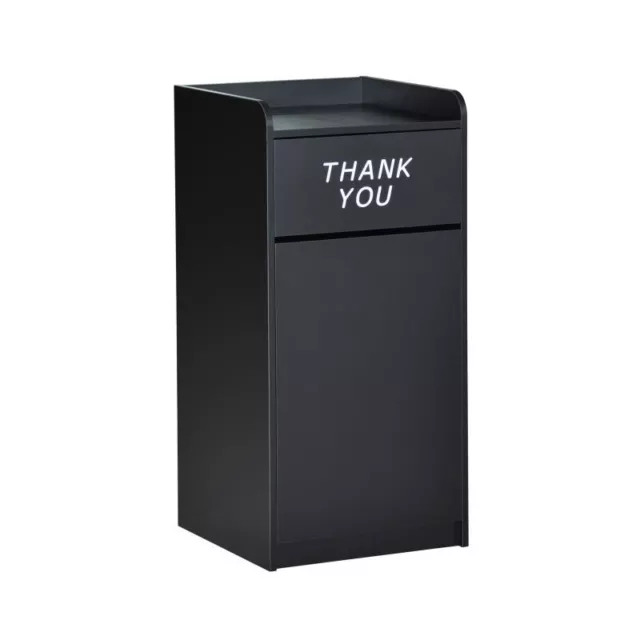 Restaurant Trash Can Receptacles in Black Finish - Wood Tray Top Receptacle