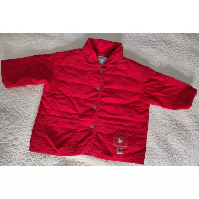 Vintage Baby B'gosh Corduroy Quilted Snap Front Plaid Lined Barn Jacket Red 12M