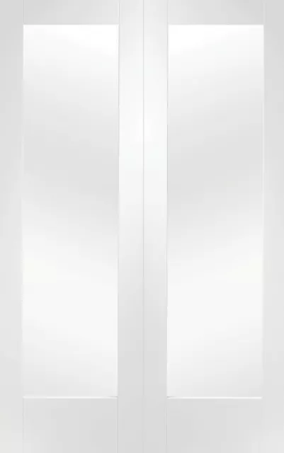 Pattern 10 White Primed Internal Rebated Door Pair with Clear Glass Product Code