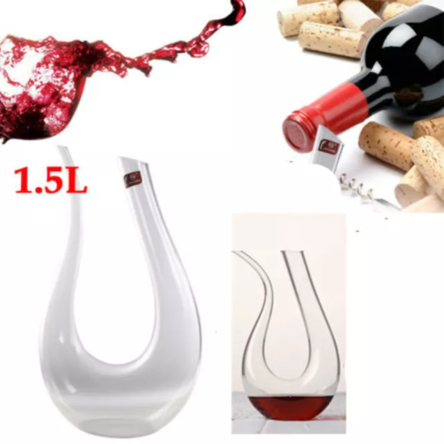 1.5L Luxurious Crystal Glass Lead-free Red Wine Decanter Carafe Pourer Container