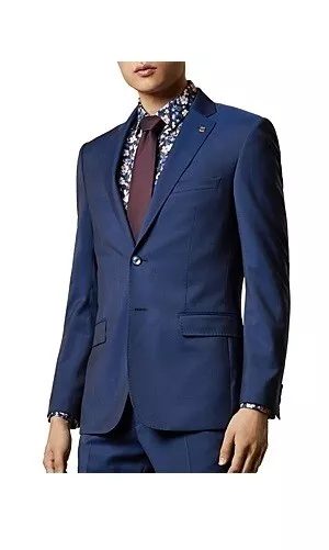 NWT Ted Baker Men's Francj Debonair Slim Fit Wool Jacket Blue 44R $449 O219