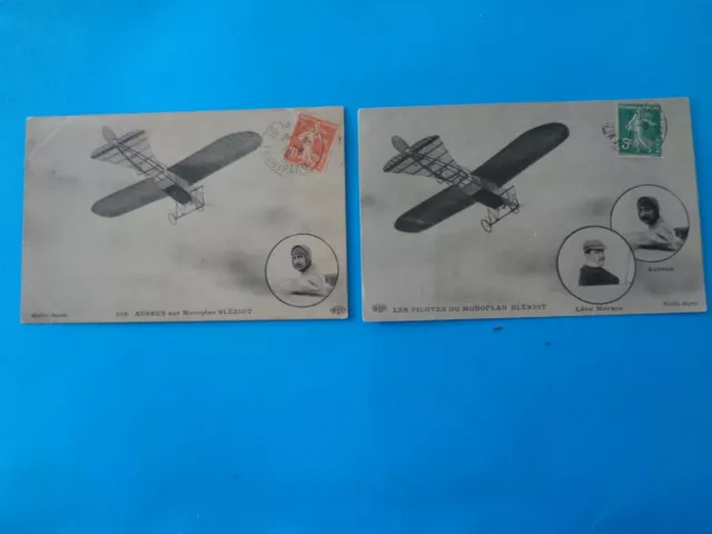 Aviation. 2 Cpa Aubrun.aubrun Et Leon Morane Sur Monoplan Bleriot Voyagees.