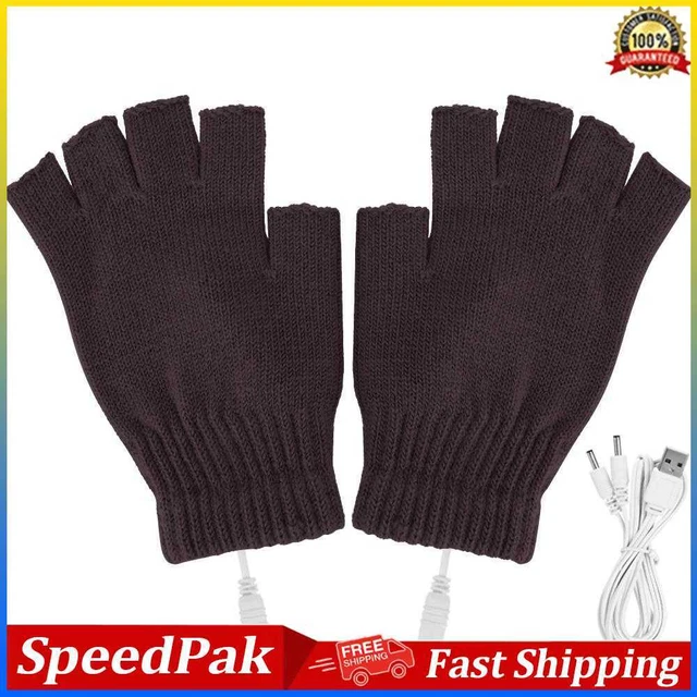 Women Men Electric Heating Gloves USB Thermal Gloves for Sports Skiing (Brown) #