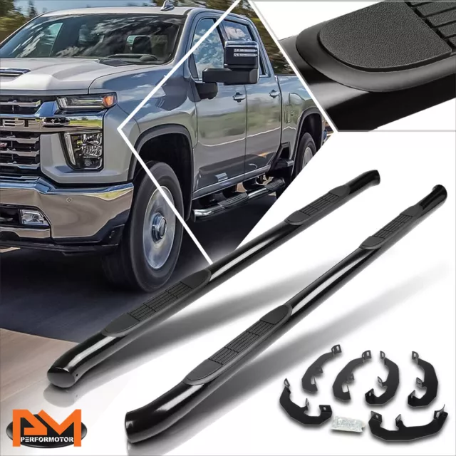 For 19-21 Silverado/Sierra Crew Cab 3" Side Step Nerf Bar Running Board Black