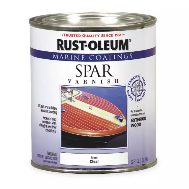 RUST-OLEUM 207008 Spar Varnish,1 qt,Clear,Polyurethane 2GXD9