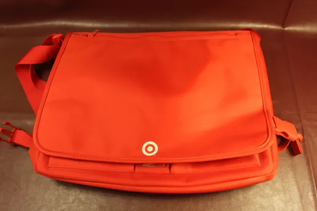 Target Store Laptop / Messenger bag 15" x 12" red w/ Strap Shopping Travel Tote