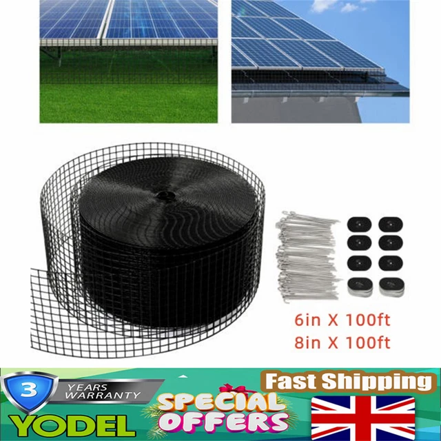 SOLAR PANEL BIRD Wire Mesh Guard Kit Proofing Pigeons Pest Clips Net 6/ ...