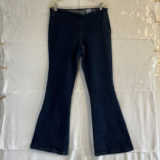 Vintage 80s 90s Denim Blue Jeans Watch LA  No Pockets Side Zip Flare Sz 17 - 18