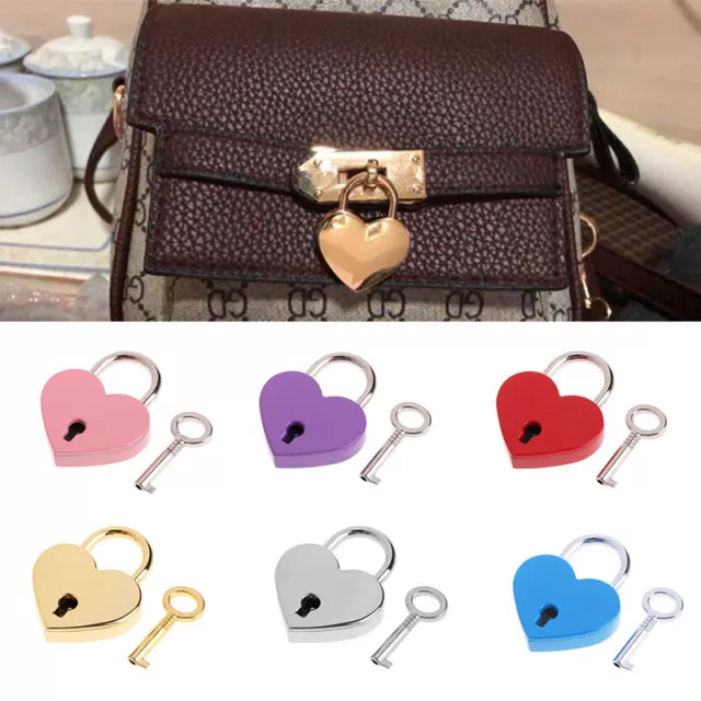 Mini Heart Shape Padlock With Key Lock for Handbag Jewelry Box Case Diary Book