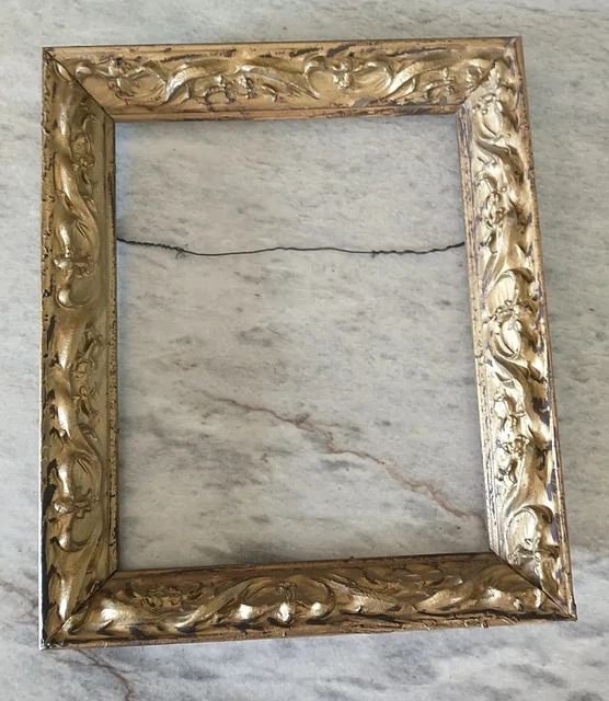 Antique Vintage Picture Frame Gold Wood Decor Gesso carved Ornate 8x10" Art