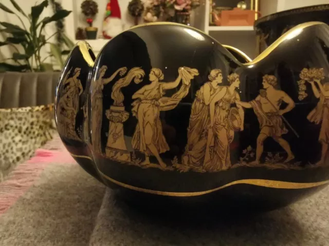 S Pathas Ceramic Handmade 24K Gold Hand Painted Greek Ceramic Decorative Bowl T4 2