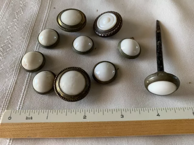 Lot of Antique Victorian White Dome Sulfide Hang Nail Tops