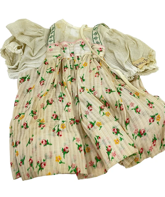 Vintage Floral Shirley Temple Doll Dress 7”L