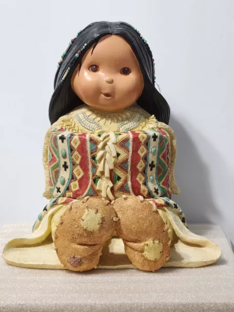 Rare Vintage Friends Of A Feather Native American Indian Girl Figurine 7" X 7"