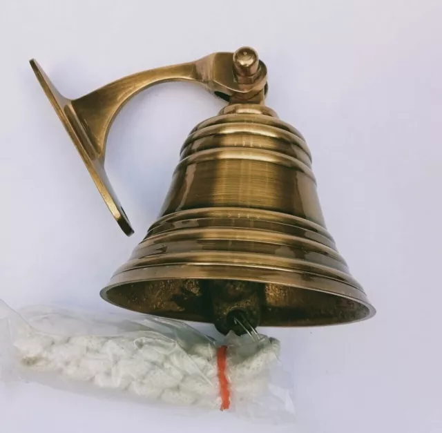 2 UNIT Brass Bell with Wall Mounted Nautical Door Bell Maritime Brass Bell