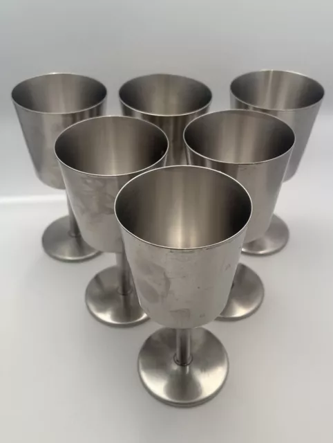 Vintage Old Hall set of 6 stainless steel tall Goblets Used 2