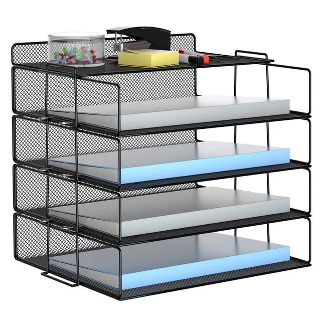 Stackable Desk Organizer: 4-Trays Letter File Organizer