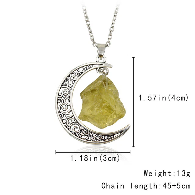 Natural Quartz Crystal Pendant Chakra Healing Gemstone Moon Necklace Jewelry 2