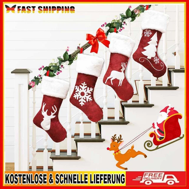 Lindo Bordado Bolsa de Caramelos Colgante de Árbol Calcetines de Navidad Sacos de Santa para Casa Navidad