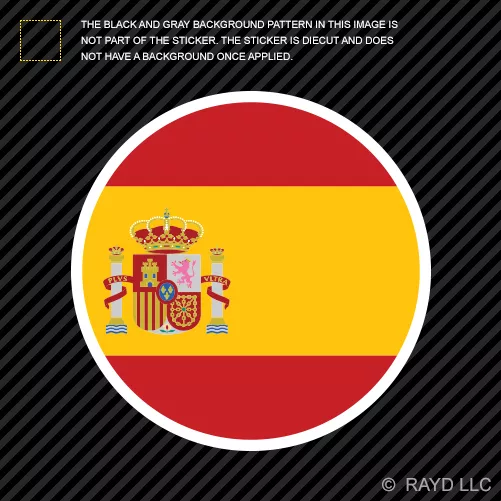 Round Spanish Flag Sticker Die Cut Decal Self Adhesive Spain circle