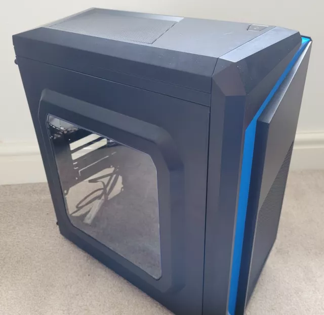 CiT F3 F3 Micro-ATX PC Gaming Case - Black/Blue (Includes 2 120mm fans)