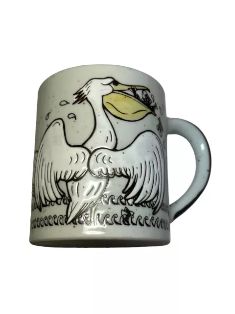 Pelican Ceramic Coffee Tea Mug Cup Dec 1981 Pelicans Perched Flight VTG