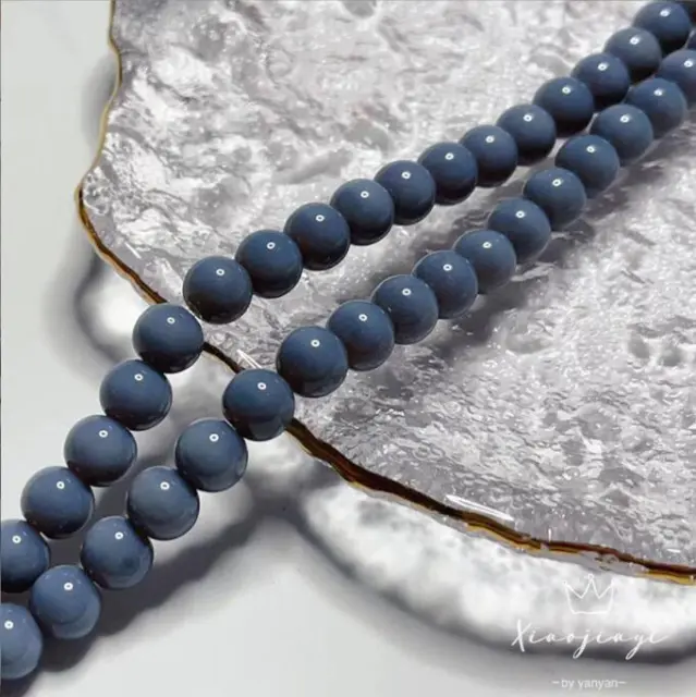 8mm Glass Porcelain Jade Solid Color Light Beads Bracelet