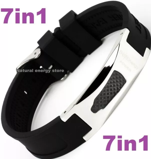 TITANIUM Magnetic Energy Armband Power Bracelet Health Bio 7in1 Bio Black 25697