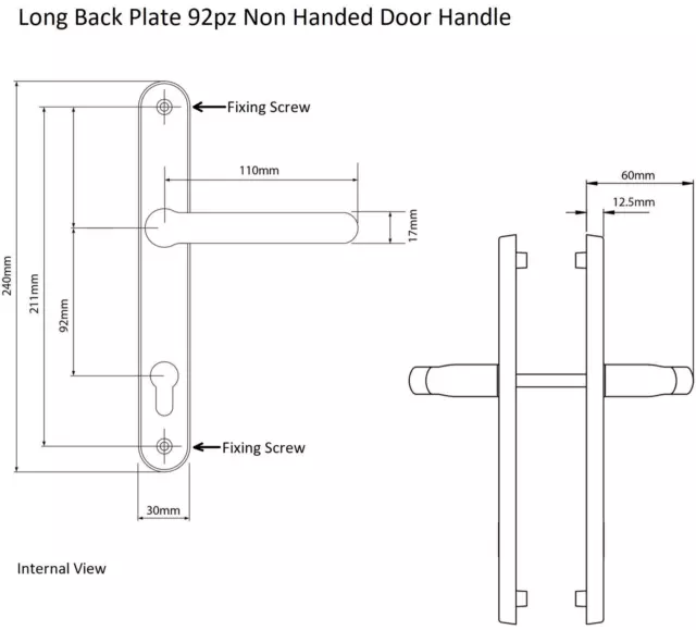 White Door Handle Set Sprung 92PZ Double Glazing Pair Patio uPVC PVC Lever 240mm