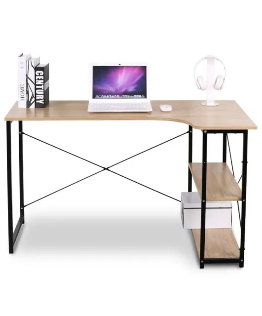 Corner Computer Desk L-shaped Work Study PC Table w/ Shelves Workstation Office