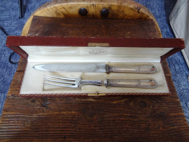 Anciens Couverts à Gigot Christofle - Manches Argent - Pavillon Hanovre - Occasion