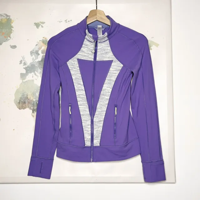 Ivivva Size 12 Jacket Perfect Your Practice Purple Full Zip Thumbholes READ