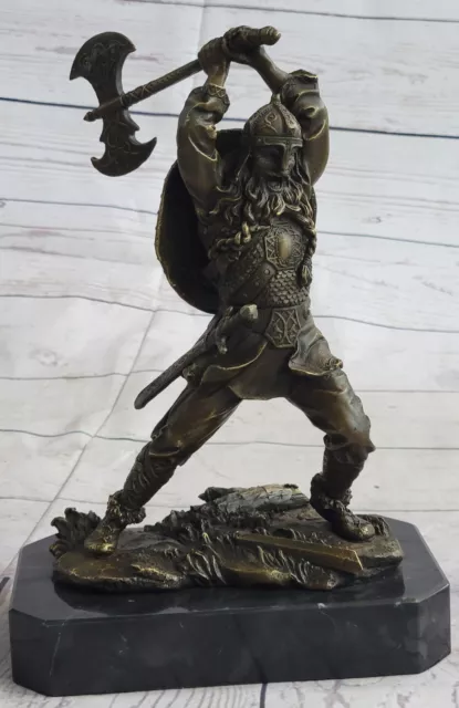 FINE and WELL CASTED European Finery BRONZE statue of Warrior man with Axe Deal
