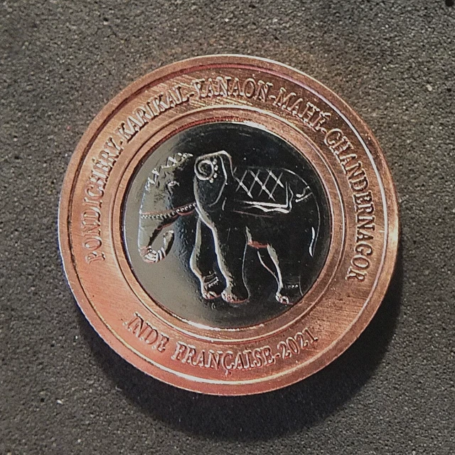 French India-2021-1 Rupee, Bi-Metal Elephant Design-Fantasy Issue N#314899-Ghm
