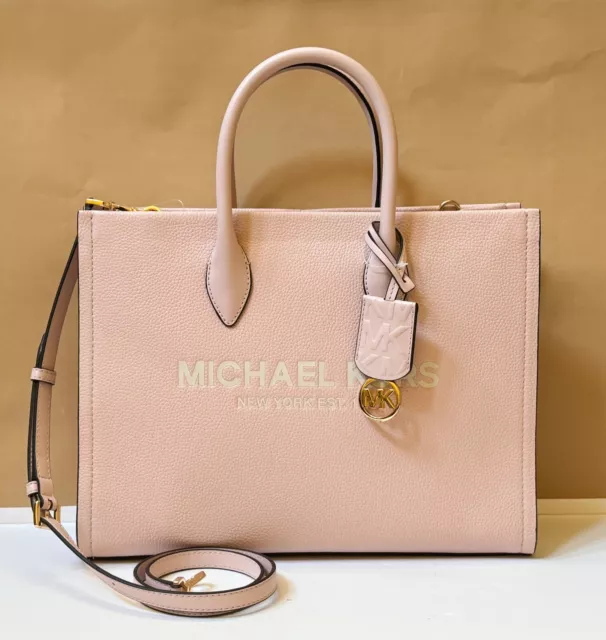 Michael Kors Mirella Medium East West Tote Satchel Shoulder Leather Bag Pink