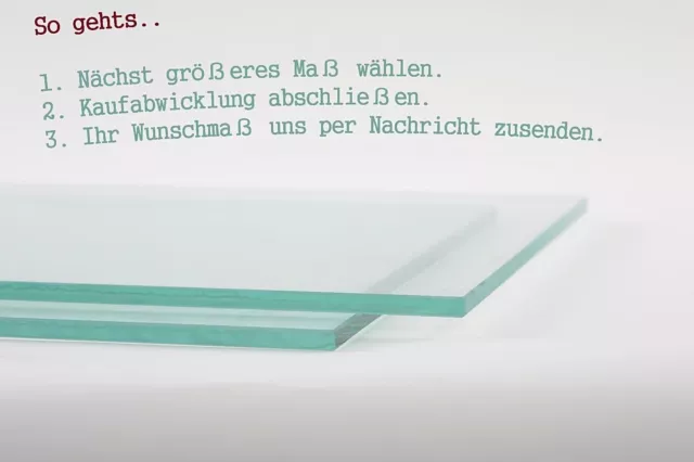 Glaszuschnitt Glasboden Glasscheibe Glasplatte Klarglas nach Maß Glas nach Maß