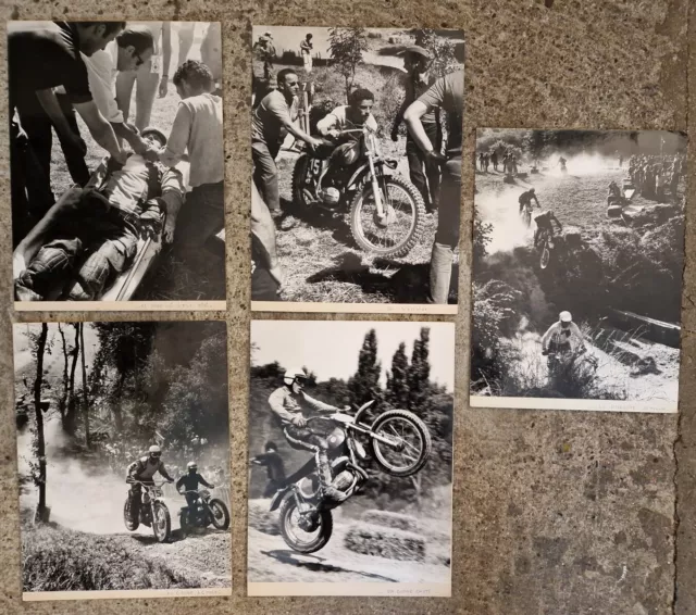 Beau Lot De 5 Tirages Photographie coupe De France Moto Cross Années 70.