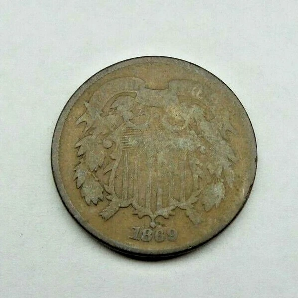 1869 US TWO 2 Cent Shield Piece  - In God We Trust Motto  - C791