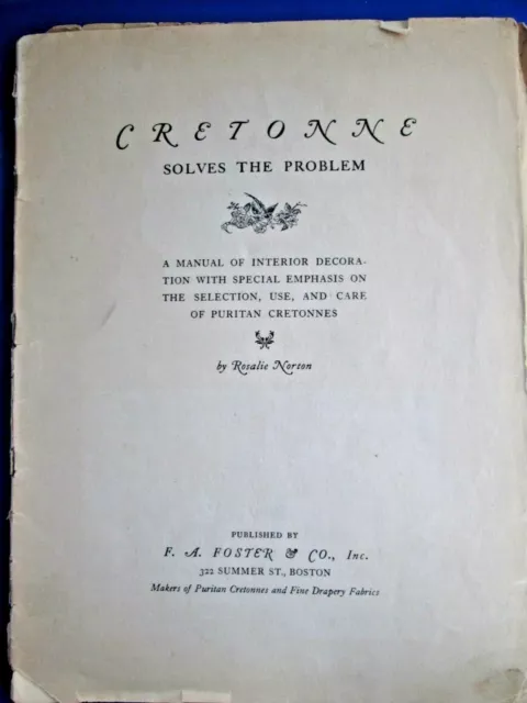 Vintage 1926 Cretonne Solves the Problem Interior Decoration Booklet No Cover
