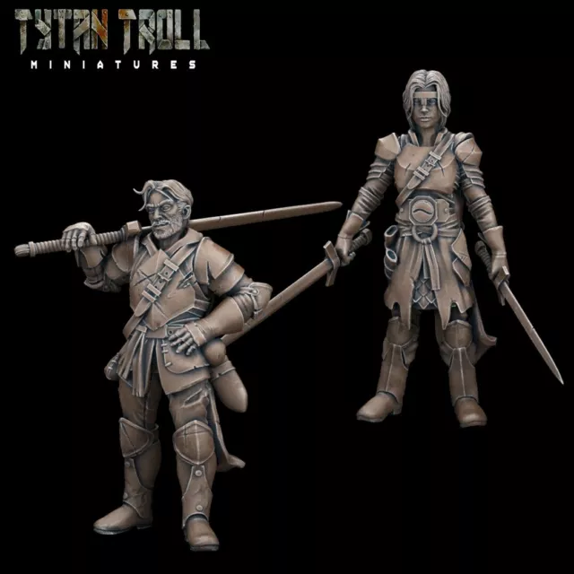 Human Kämpfer Miniatur Set Fighter für D&D 5e Pathfinder in 28mm 32mm 75mm