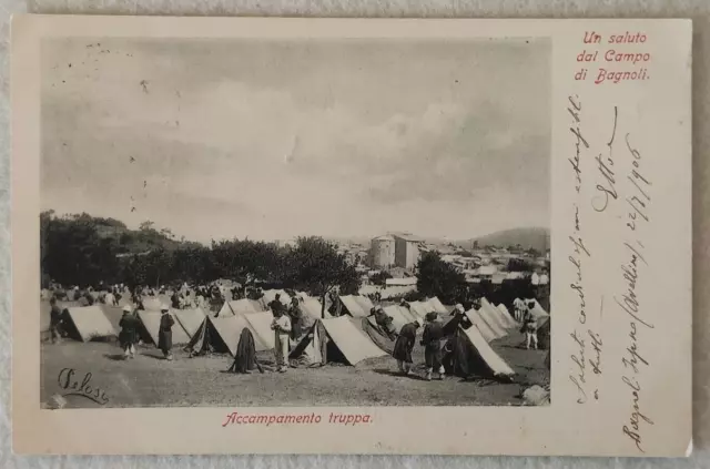 Cartolina Bagnoli Irpino Avellino Accampamento Regio Esercito Viaggiata 1906