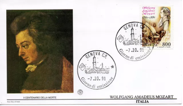 Repubblica Italiana 1991 FDC Filagrano Wolfgang Amadeus Mozart