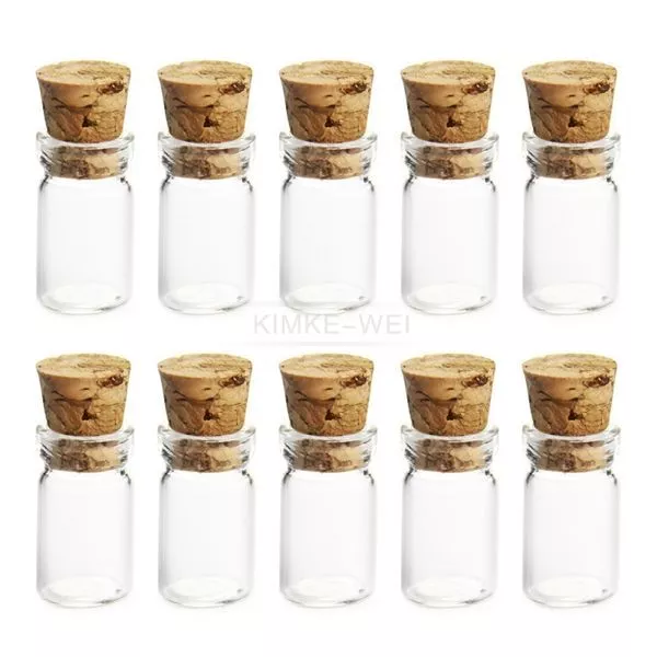 20x Niedlichen Mini Glasflaschen mit Korken Wishing Flasche Phiolen Jars 22x11mm