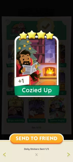 MONOPOLY GO - Cozied Up 4 ⭐️ Card Sticker
