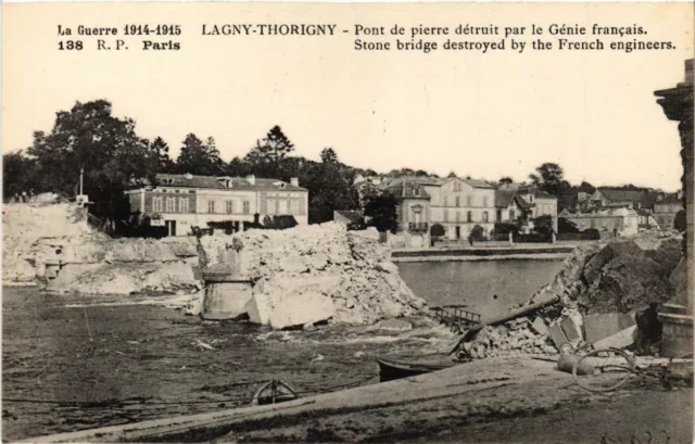 CPA La Guerre 1914-1915 LAGNY-THORIGNY Pont de pierre detruit par... (249860)