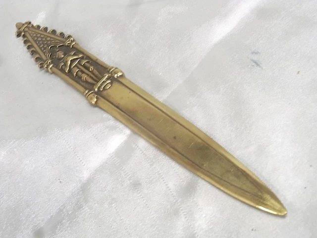 Coupe-papier Vintage 1900 En Bronze Doré - Motif Roses - 16 Cm - Bon état